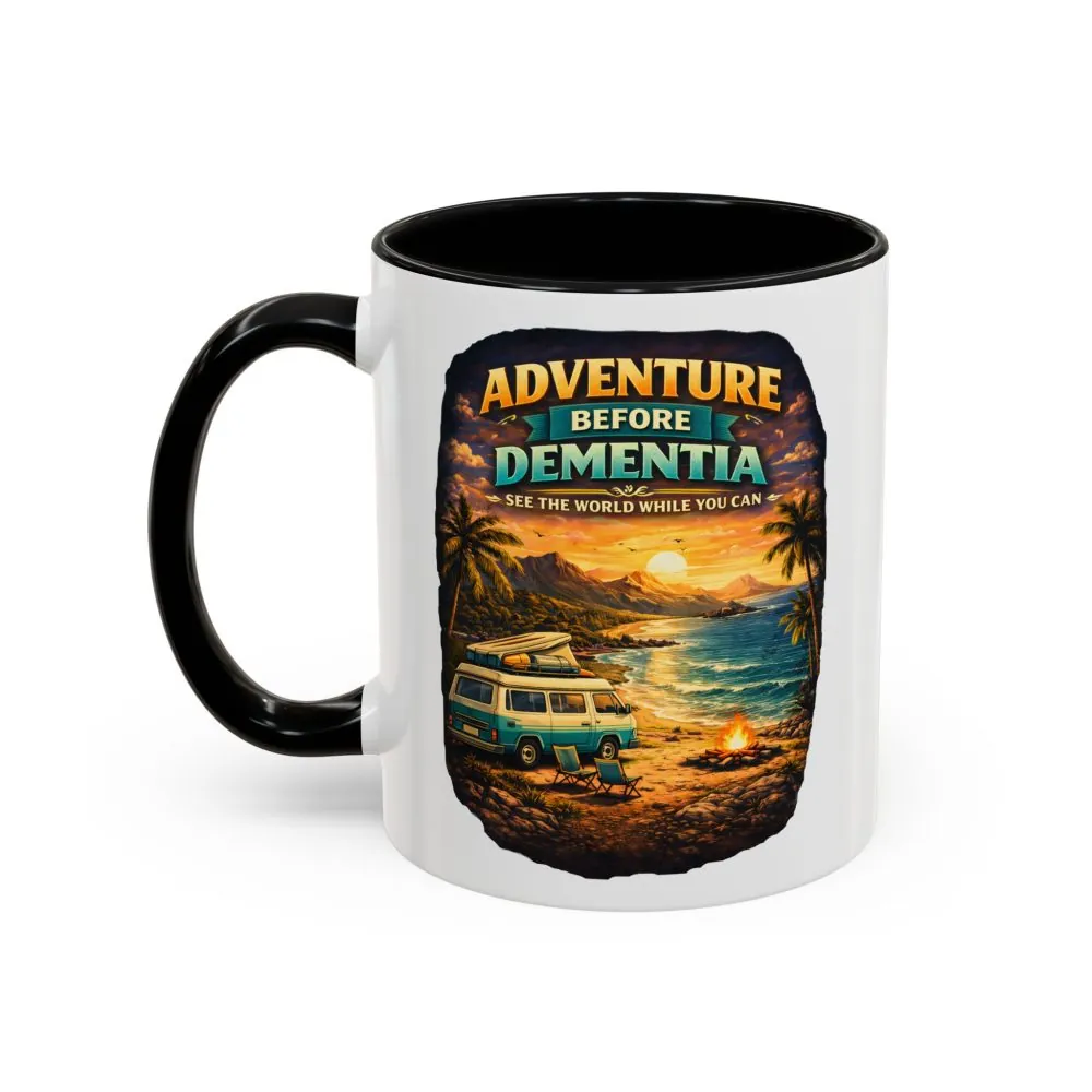 Accent Coffee Mug (11, 15oz) — "Adventure Before Dementia" Design Scenic-Line