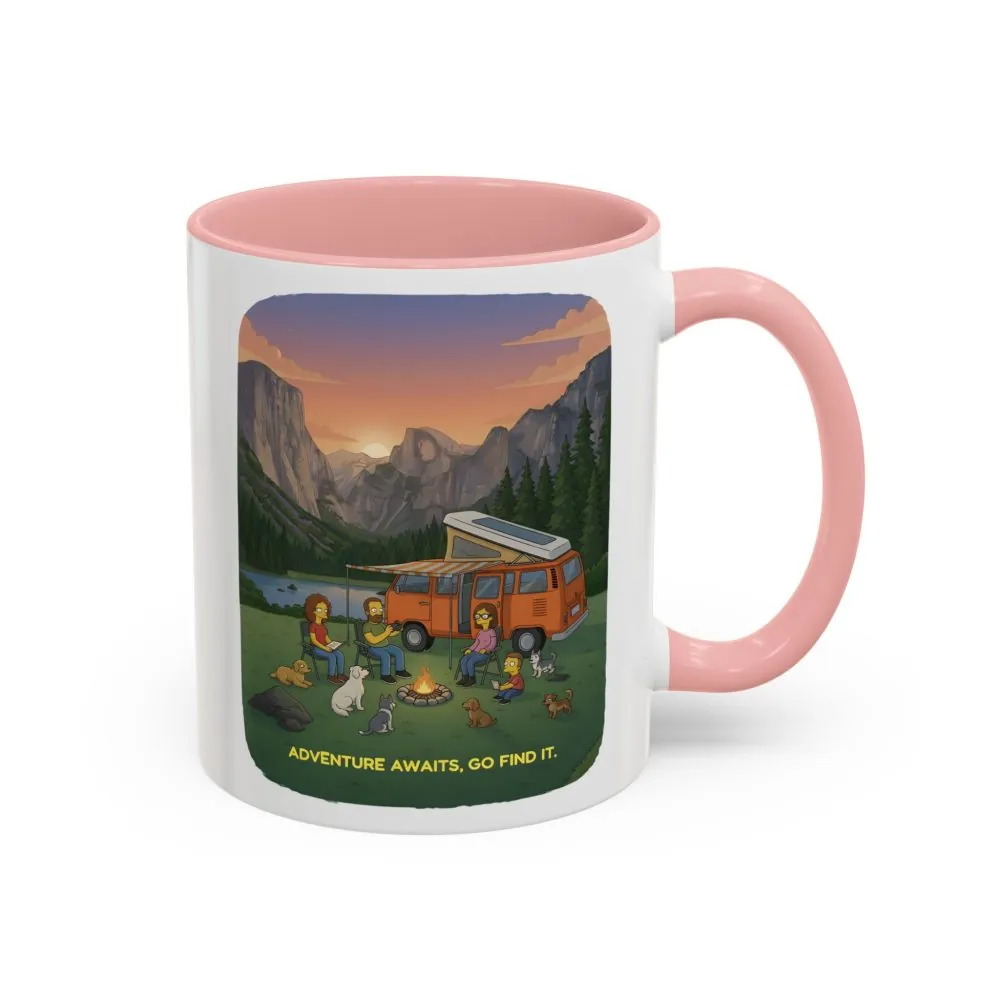 Accent Coffee Mug (11, 15oz) — "Adventure Awaits-Go Find It"" Design Sitcom-Line