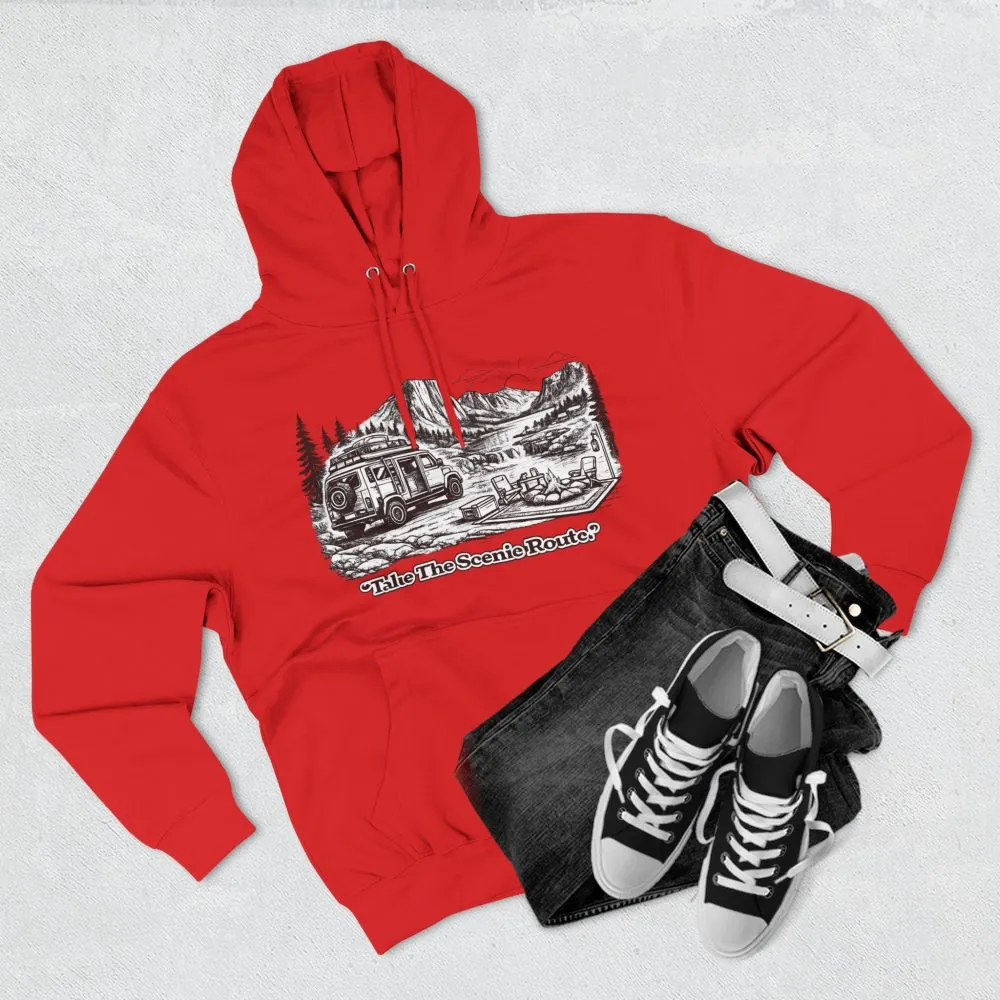 9980795629472853926_2048.jpeg Three-Panel Fleece Hoodie - "Take The Scenic Route" Design Minimal-Line