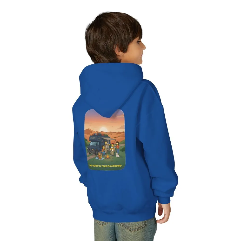 9986567308998375786_2048.jpeg Youth Hoodie(Gildan) – "The World Is Your playground" (Design Sitcom-Line)