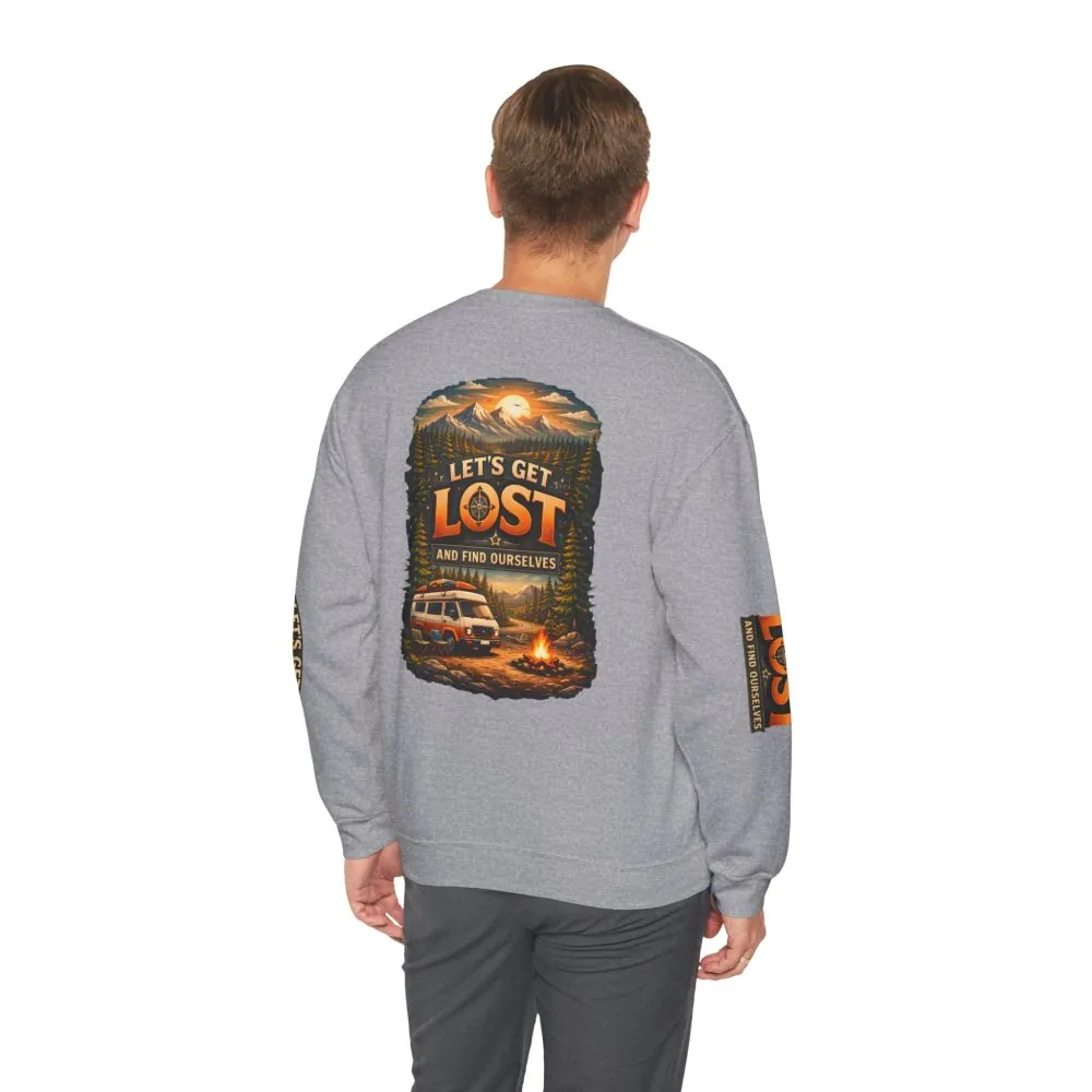 Unisex Heavy Blend™ Crewneck Sweatshirt — "Let´s Get Lost And Found Ourselfs" Design Scenic-Line